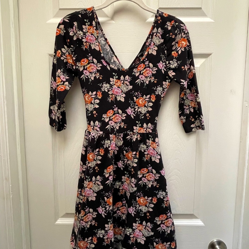 F21 Black Floral Cut-Out Dress